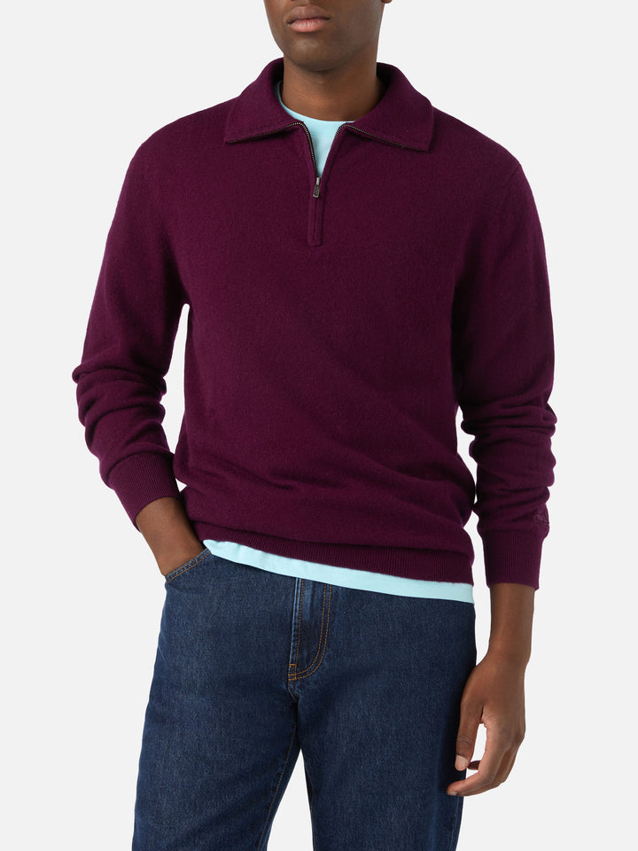 Pull en cachemire demi-zip Burgundy Buck 