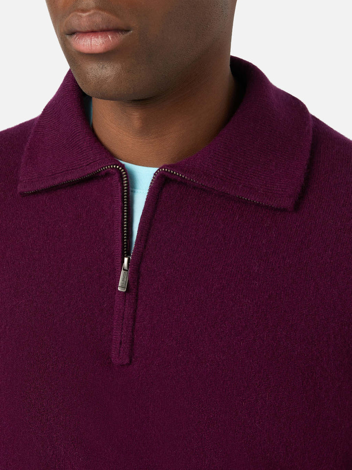 Pull en cachemire demi-zip Burgundy Buck 