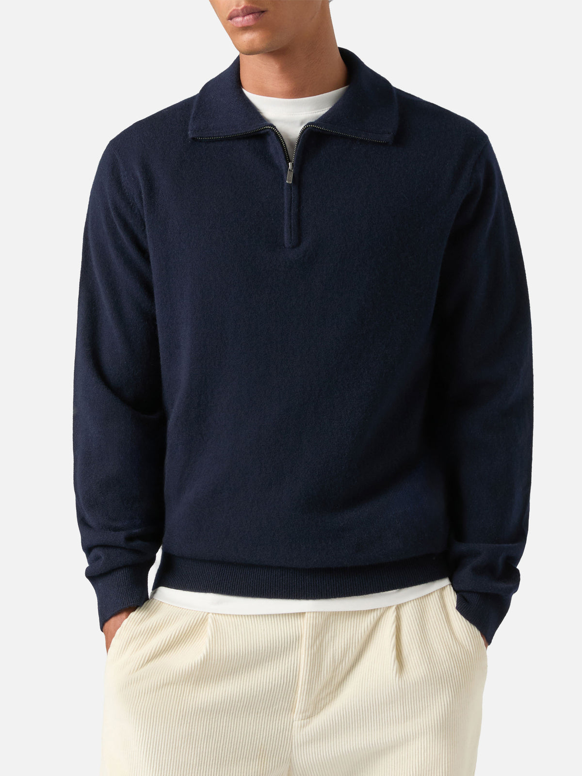 Punto de cachemir con media cremallera Buck Navy blue 