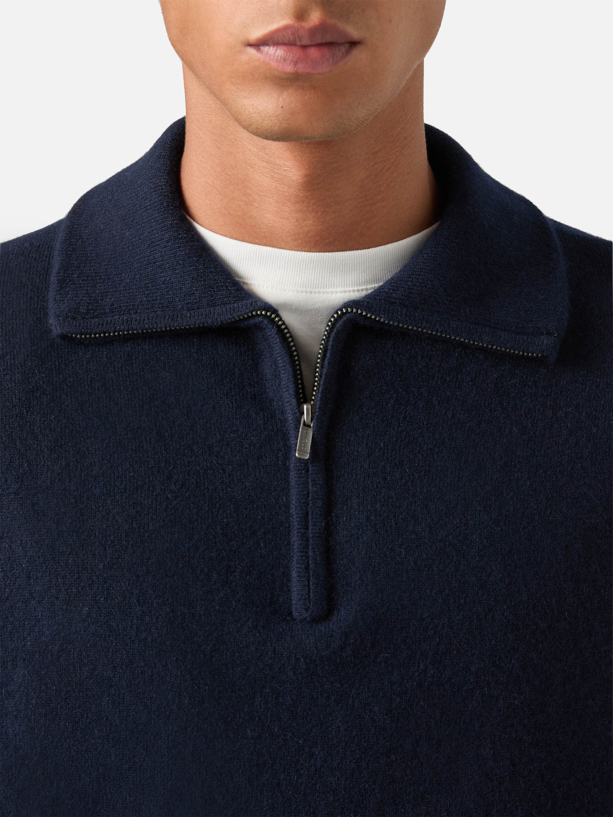 Punto de cachemir con media cremallera Buck Navy blue 