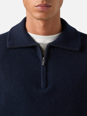Punto de cachemir con media cremallera Buck Navy blue 