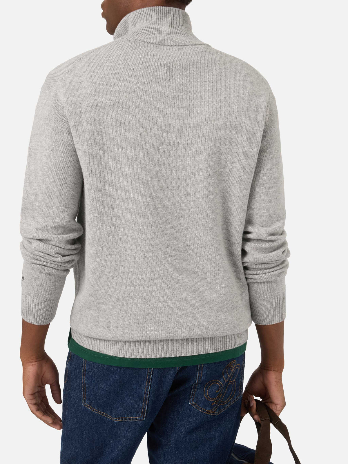Maglia mezza zip grigia Buck con intarsio e ricamo Monopoly | Special edition