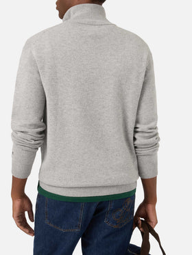 Maglia mezza zip grigia Buck con intarsio e ricamo Monopoly | Special edition