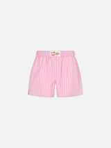 Shorts da bambina in cotone Boxy Jr con stampa a righe rosa