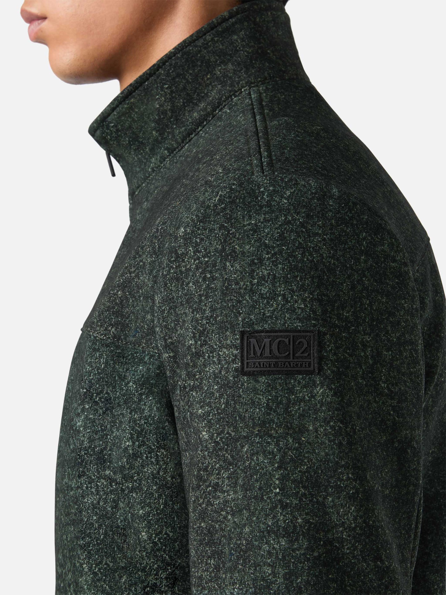 Thermo jacket Byron with melange grey wooly print