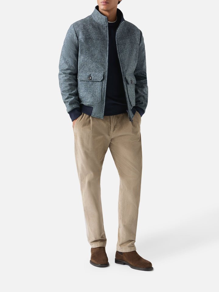 Thermojacke Byron mit melange-blauem Wollmuster