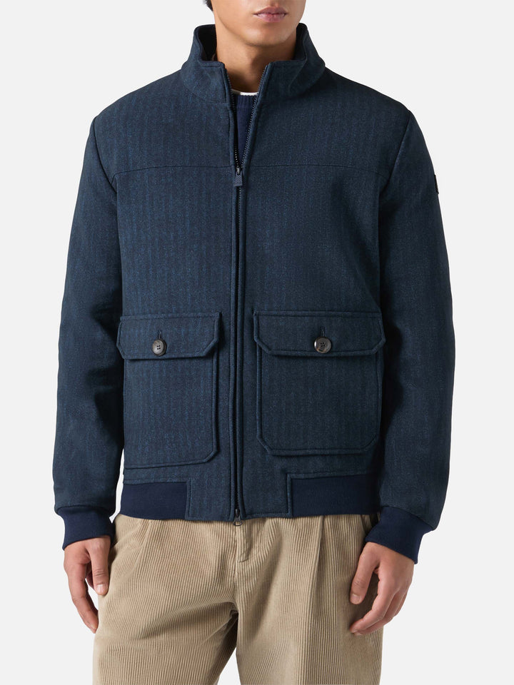 Thermojacke Byron mit blauem Fischgrätmuster