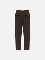 Brown linen pants Calais with drawstring