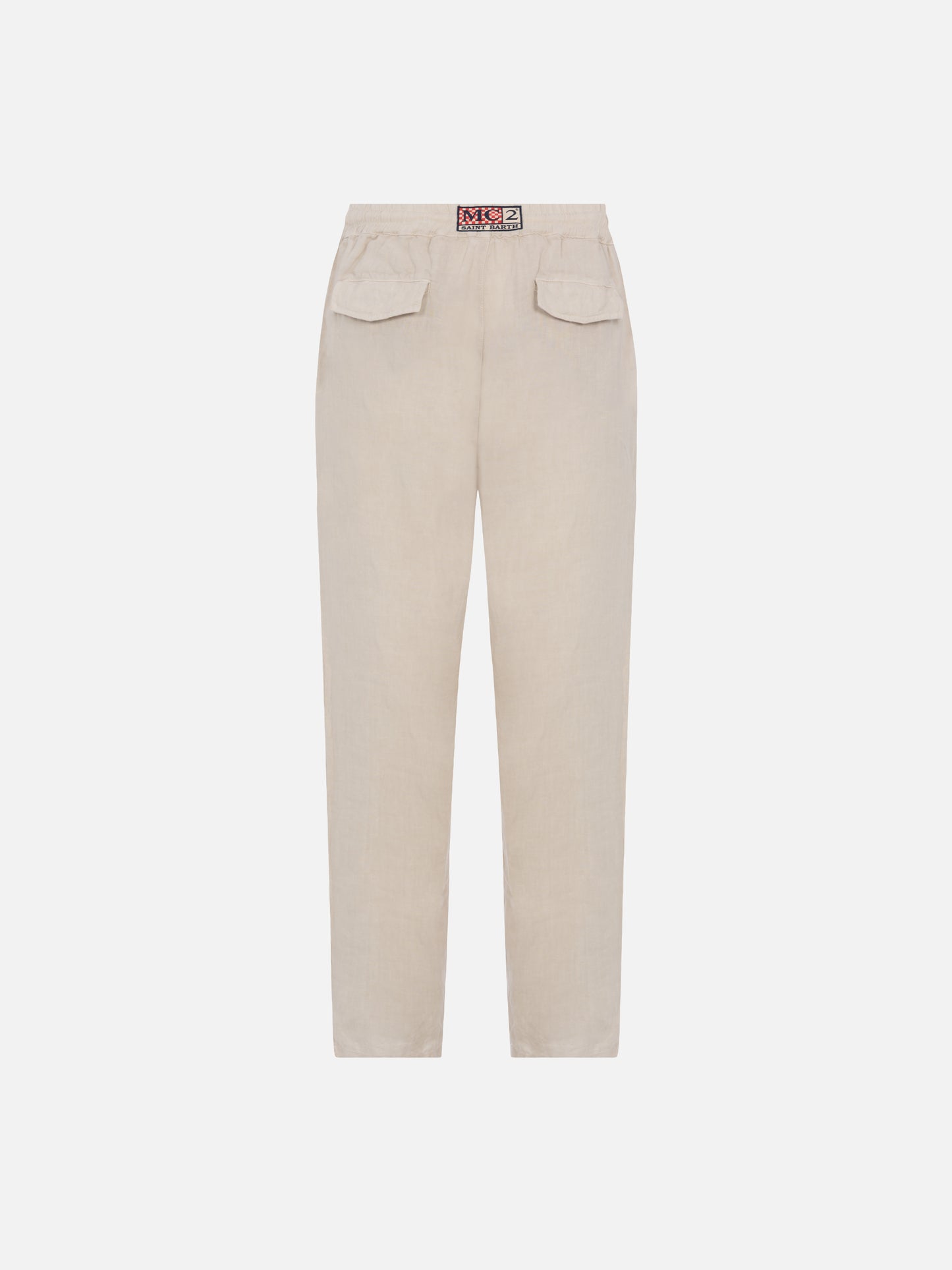 Off-white linen pants Calais with drawstring