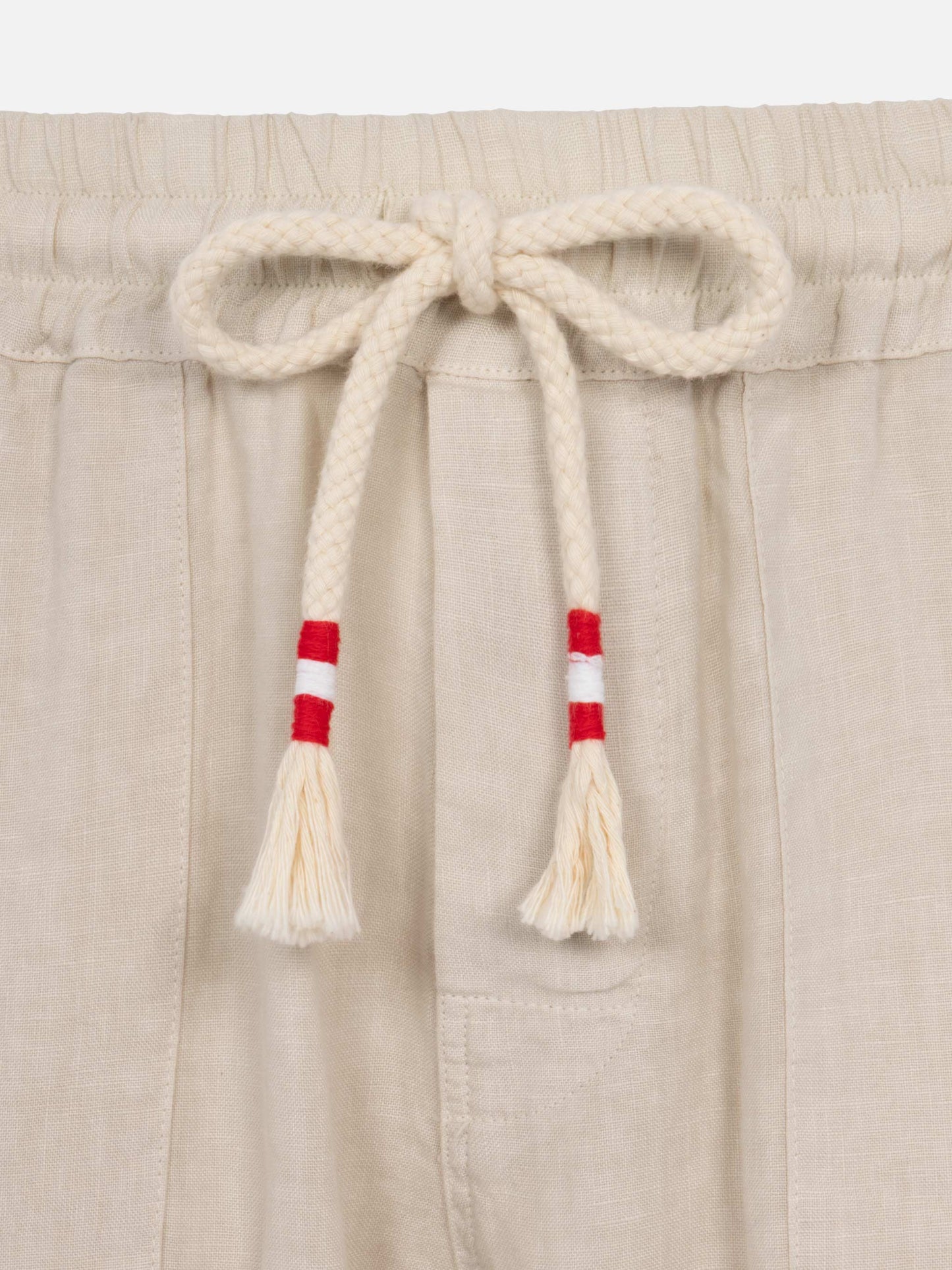Off-white linen pants Calais with drawstring