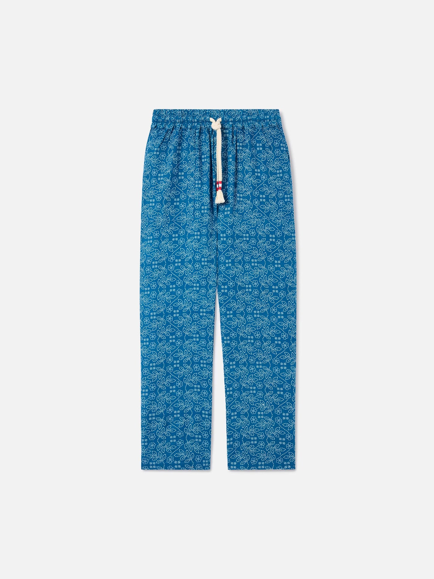 Pantalon en lin sashiko bleu Calais 