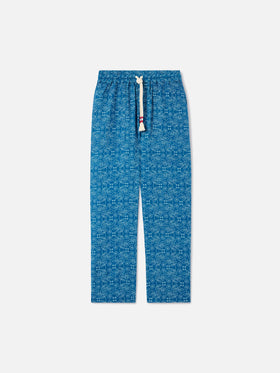Pantalon en lin sashiko bleu Calais 