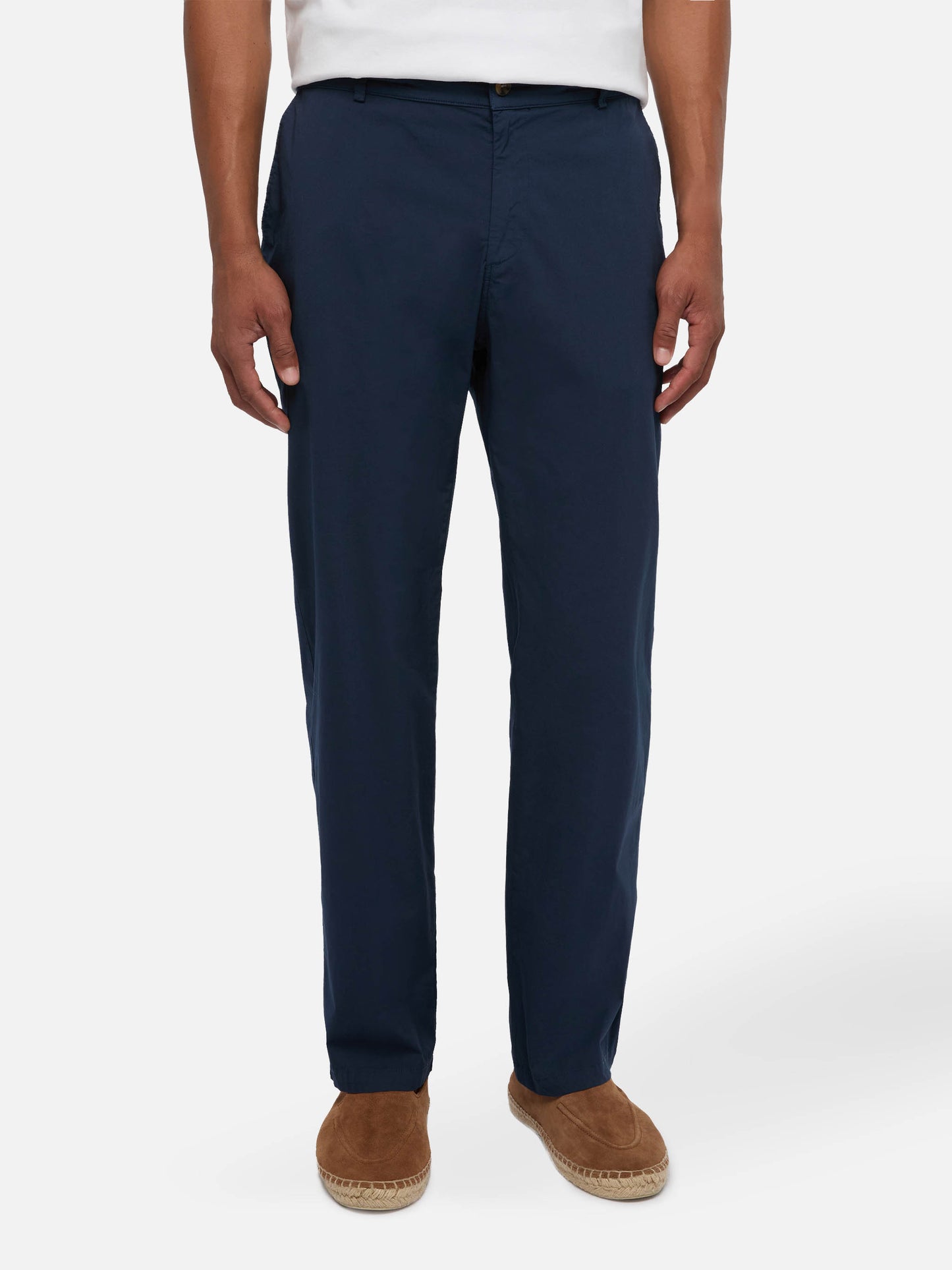 Pantaloni in cotone blu marino Calais con coulisse