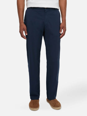 Pantaloni in cotone blu marino Calais con coulisse