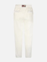 Man white linen Calais pants with drawstring