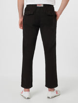 Man black linen Calais pants with drawstring