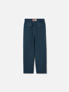 Navy blue Calais Jr pants in linen