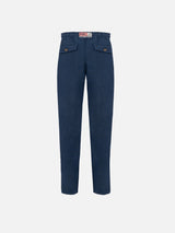 Calais Jr navy blue linen pants with drawstring