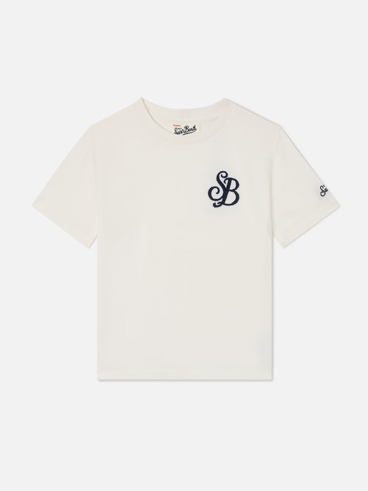 Cameron t-shirt in white with SB monogram embroidery