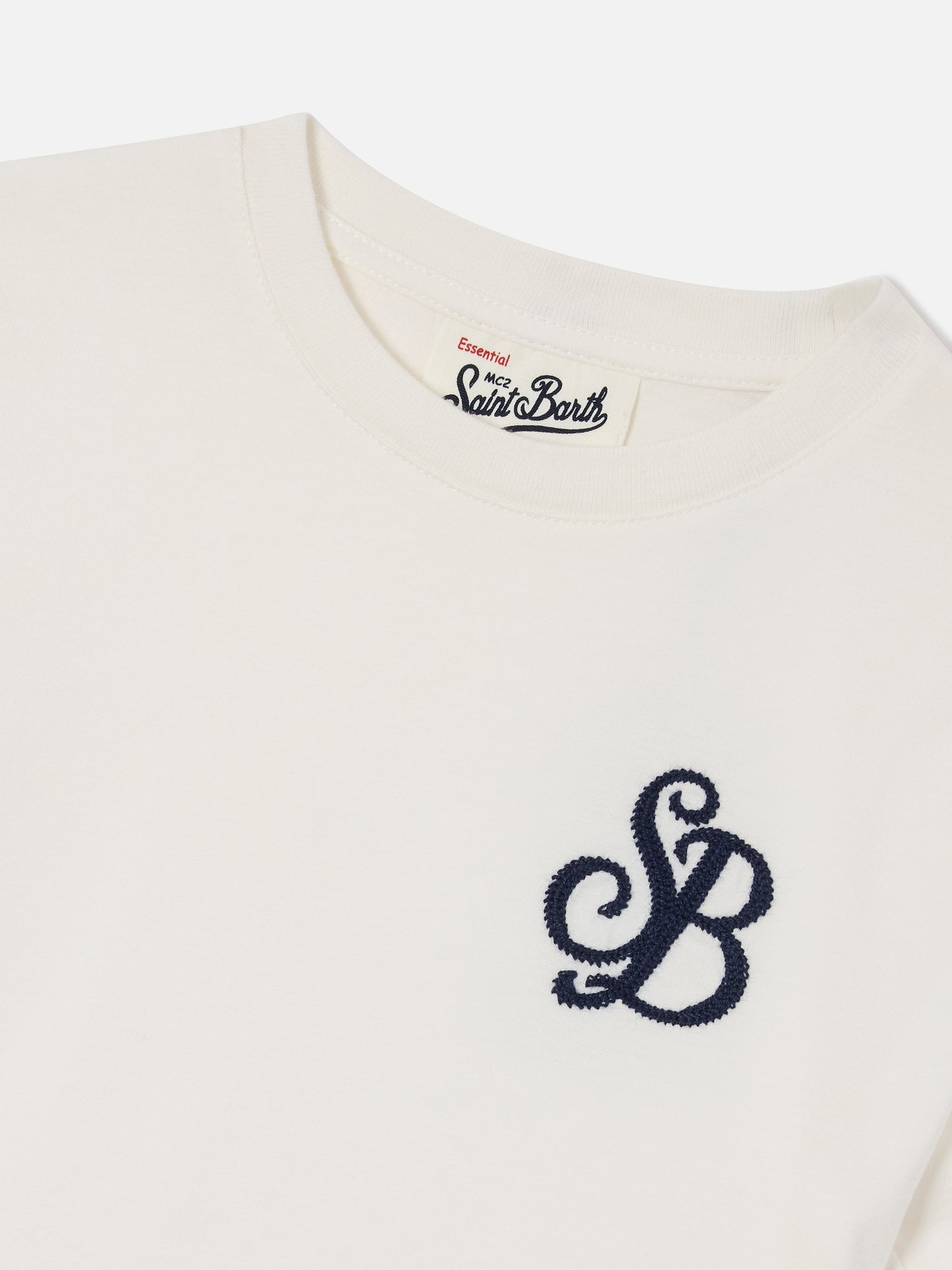 Camiseta Cameron en blanco con bordado del monograma SB 