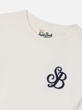 Camiseta Cameron en blanco con bordado del monograma SB 
