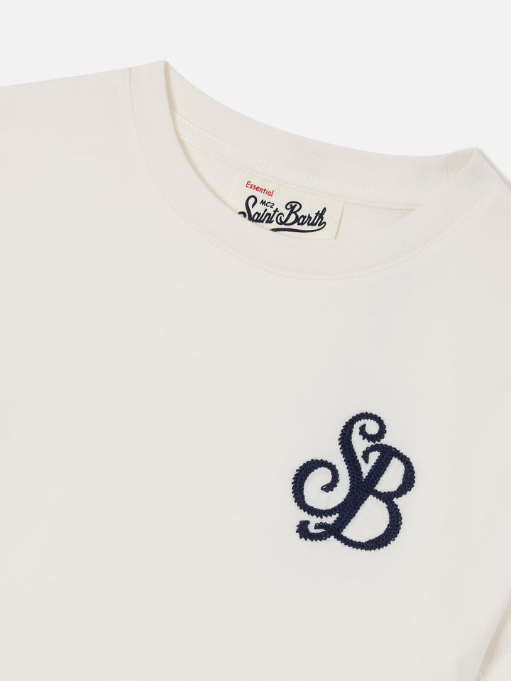 Cameron t-shirt in white with SB monogram embroidery