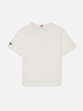 Camiseta Cameron en blanco con bordado del monograma SB 