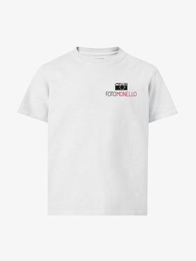 Weißes Cameron-Baumwoll-T-Shirt mit Fotomonello-Stickerei