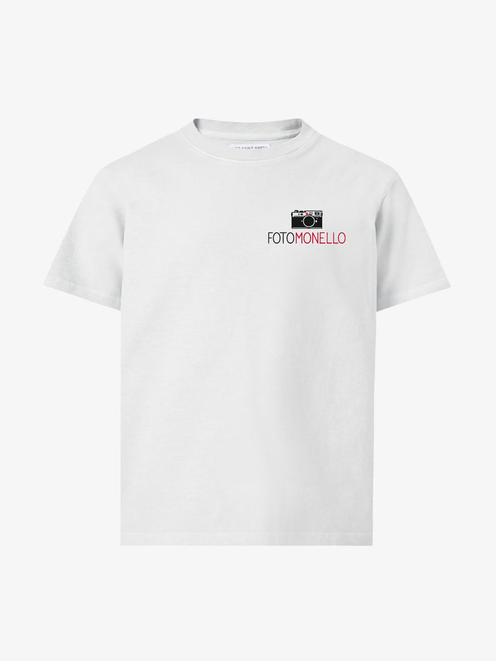 Cameron cotton T-shirt in white with Fotomonello embroidery
