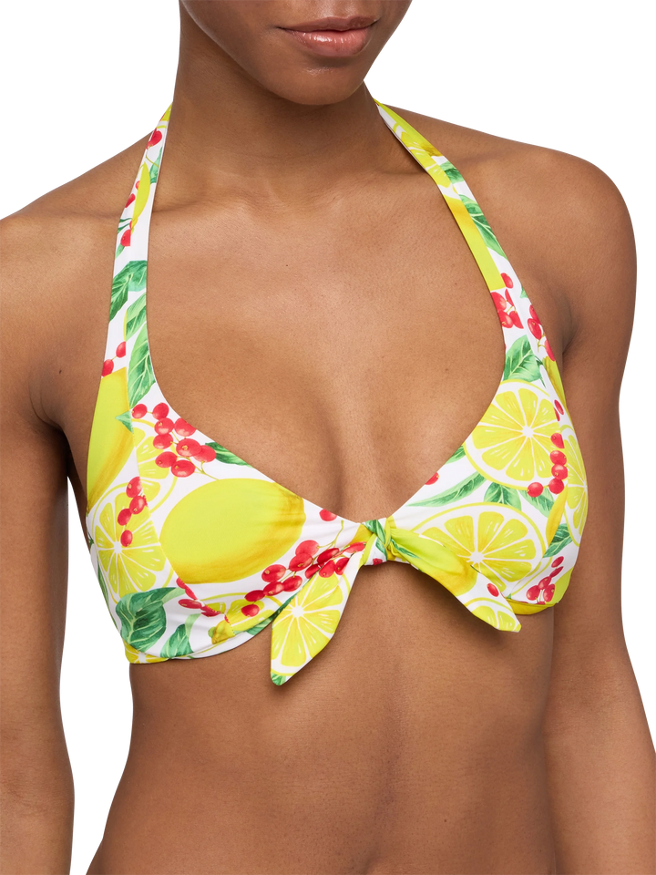 Top a triangolo Camille con stampa limoni