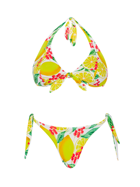 Bikini a bralette Camille Yali con stampa limoni
