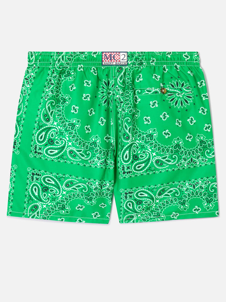 Green bandana Caprese swim shorts
