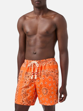 Orange bandana Caprese swim shorts