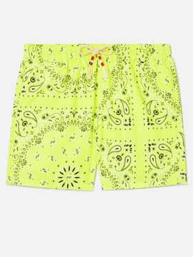Short de bain Caprese bandana jaune fluo 