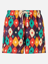 Man mid-length multicolor ikat swim-shorts Caprese