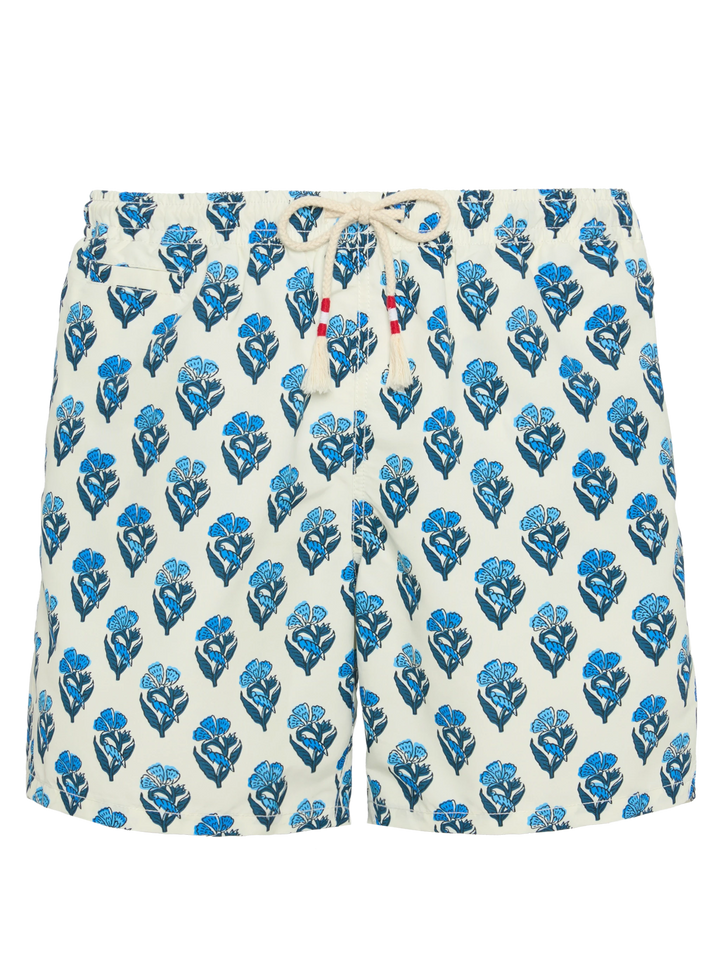 Mid-length swim-shorts Caprese with flower print - MC2 Saint Barth