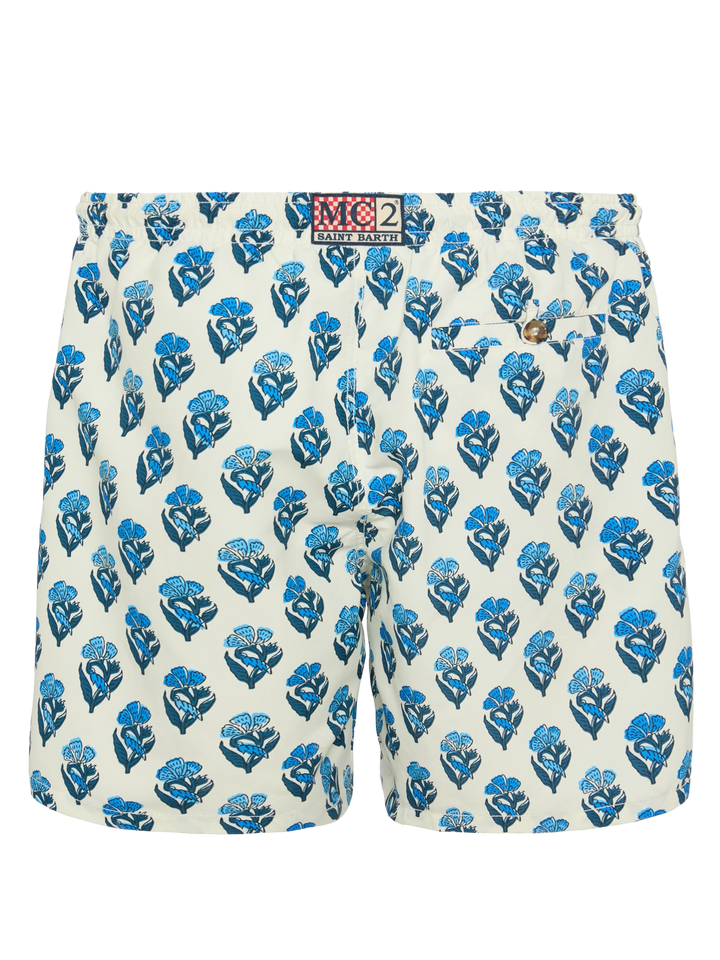 Mid-length swim-shorts Caprese with flower print - MC2 Saint Barth