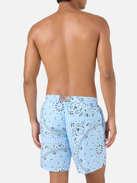 Caprese swim shorts with light blue bandana print