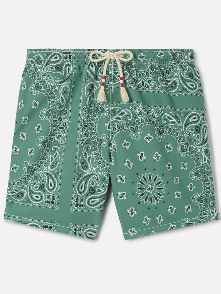 Caprese swim shorts with military green bandana print