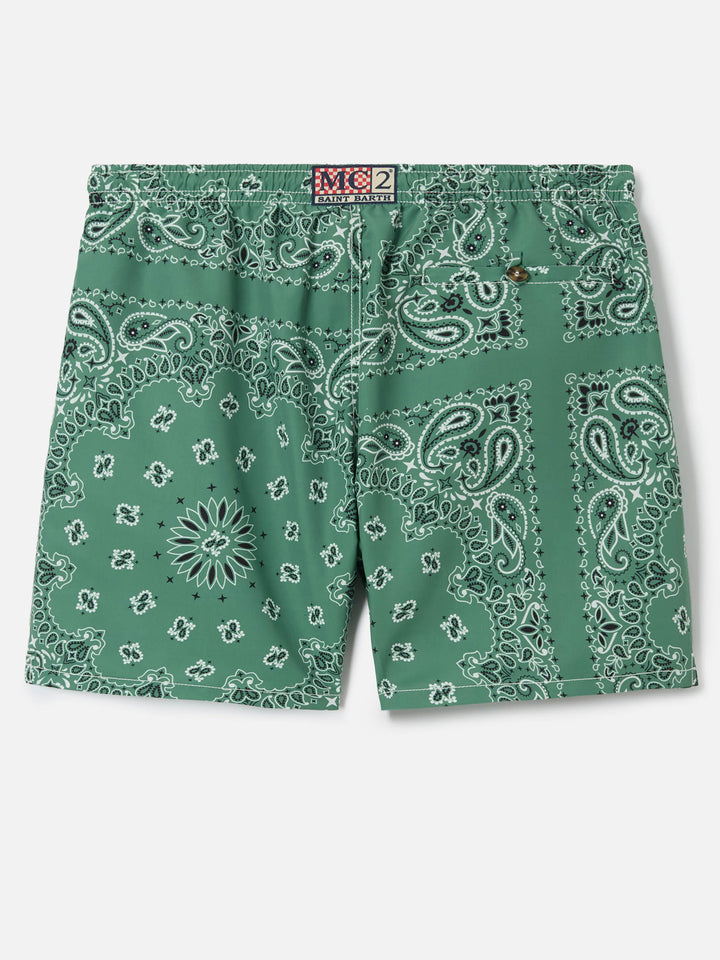 Costume mare Caprese con stampa bandana verde militare