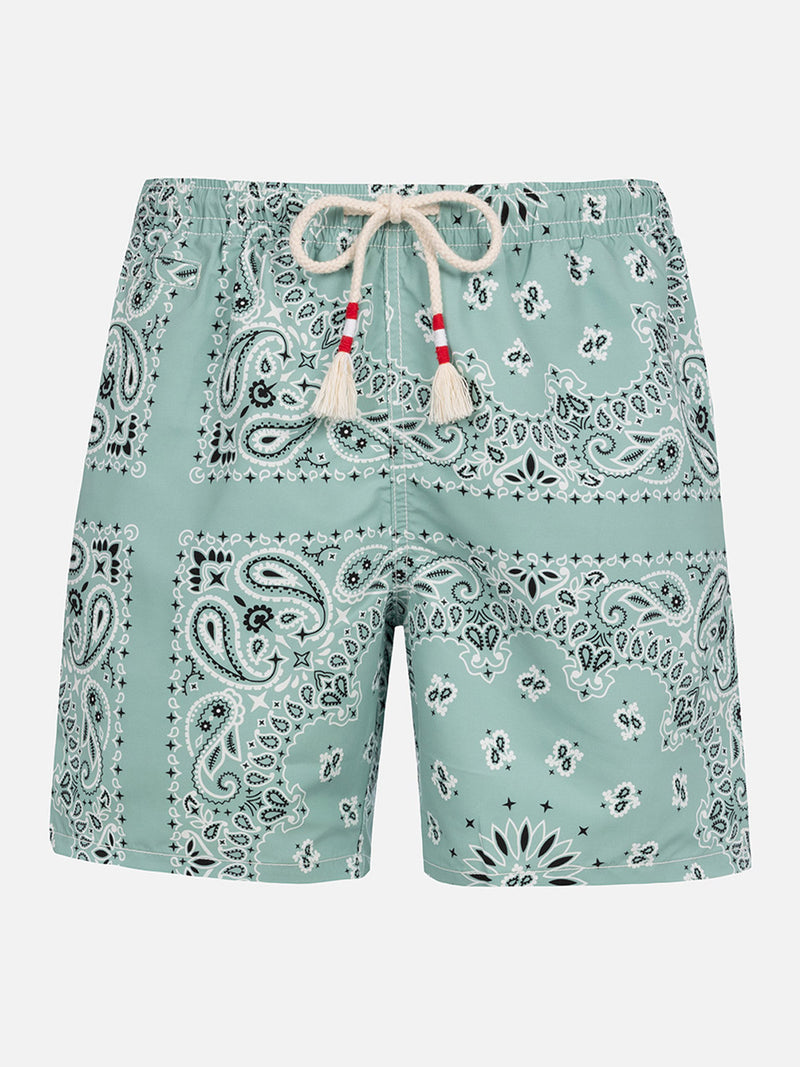 Man mid-length sage green swim-shorts Caprese