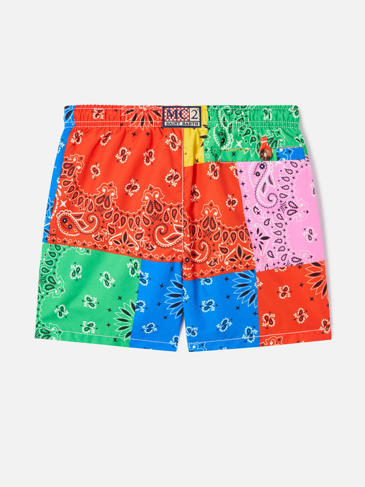 Badehose für Jungen mit mehrfarbigem Bandana-Print 