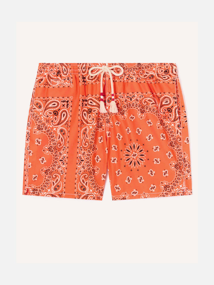 Costume da bagno da bambino con stampa bandana arancione