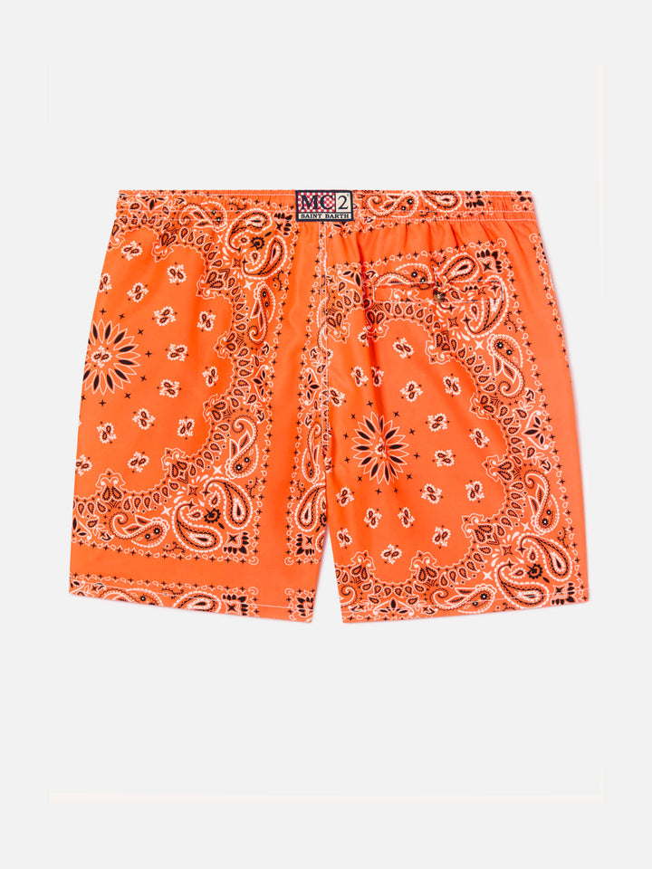 Costume da bagno da bambino con stampa bandana arancione
