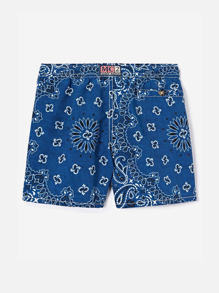 Caprese Jr swim shorts with blue navy bandana print