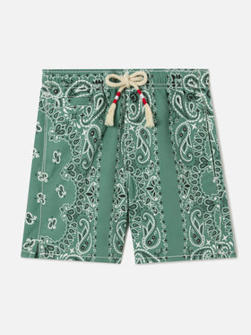 Caprese Jr swim shorts with military green bandana print