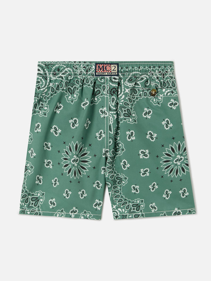 Caprese Jr swim shorts with military green bandana print