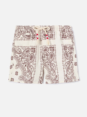 Caprese Jr swim shorts with ivory bandana print