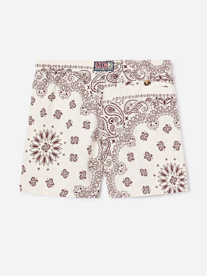 Caprese Jr swim shorts with ivory bandana print