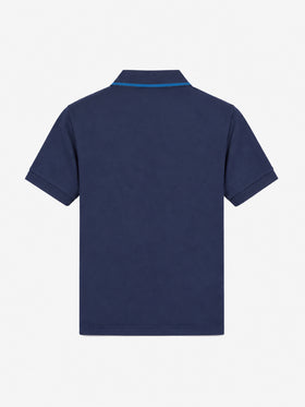 Polo Cardiff Jr blu in piquet con ricamo